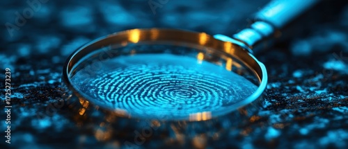 Close-up of Fingerprint Under Magnifying Glass: Unveiling Secrets