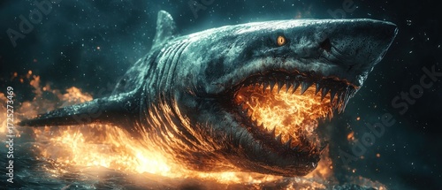 Infernal Shark: A Fiery Digital Masterpiece