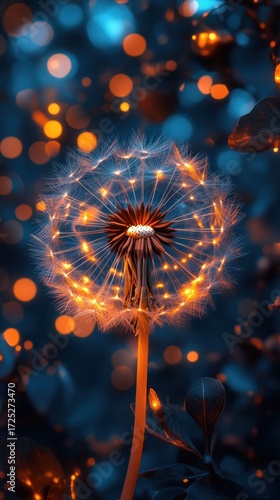 Luminous Dandelion: A Nighttime Bloom