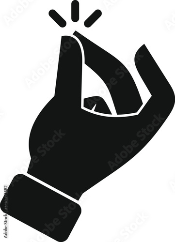 Black silhouette of a hand snapping fingers, creating a click sound