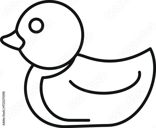 Simple line drawing of a rubber duck, perfect for children's products or bath time themes