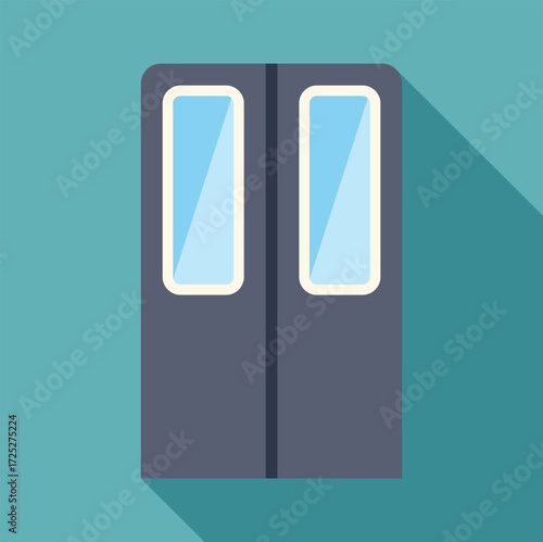 Subway or tram closed doors with windows showing an urban, fast and safe transportation concept
