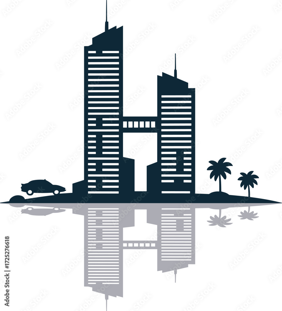 Obraz premium Corporate Business Building Silhouette Bundle Set