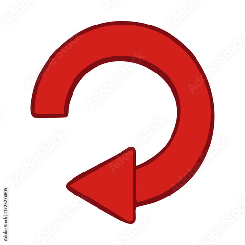 Red curved left arrow symbol represents undo, return, or backward direction in digital interfaces and educational materials.