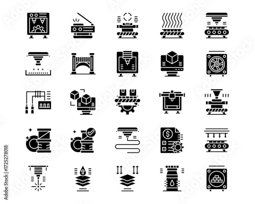 Additive Maufacturing Line Vector Icons