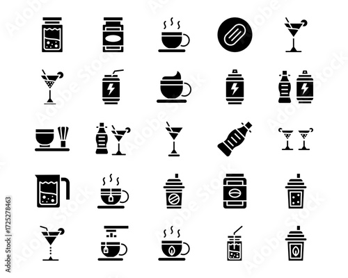 Beverages Line Vector Icons