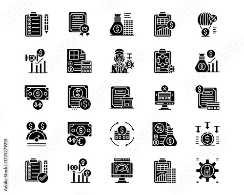 Credit And Loan Line Vector Icons
