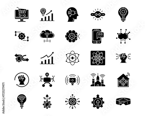 Digital Disruption Line Vector Icons