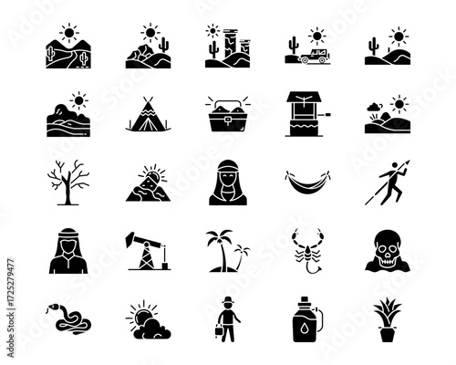 Desert Line Vector Icons