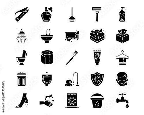 Hygiene Routine Line Vector Icons