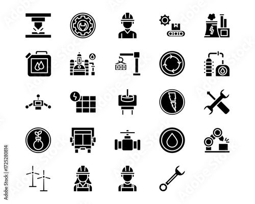 Manufacturing Line Vector Icons