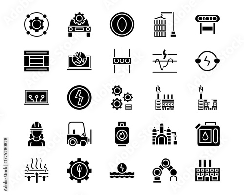 Manufacturing Line Vector Icons