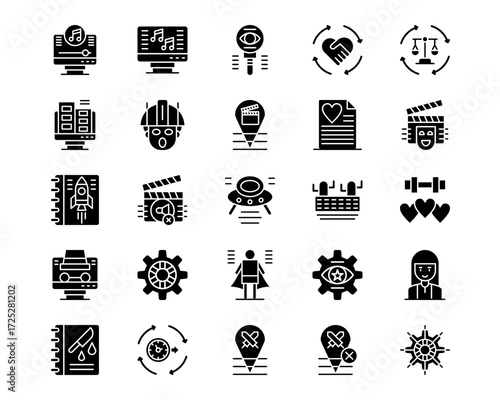 Movie Genres Line Vector Icons