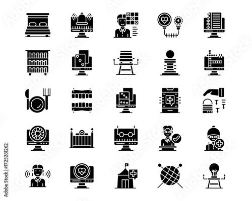 Nursing Home Line Vector Icons