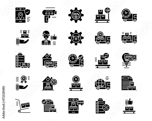 Order Fulfilment Line Vector Icons