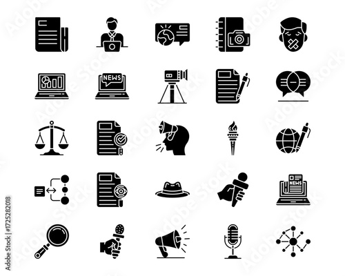 Press Freedom Day Line Vector Icons