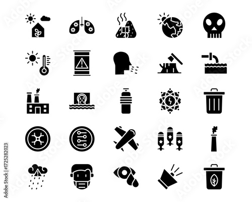 Pollution Line Vector Icons