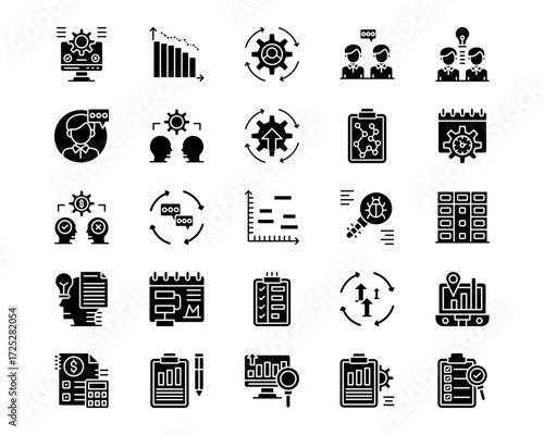 Project Assesment Line Vector Icons