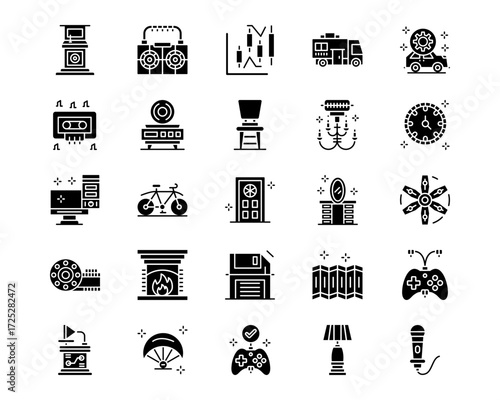 Retro Line Vector Icons