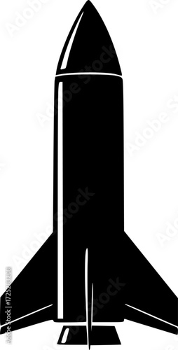 a black and white vector image of a rocket