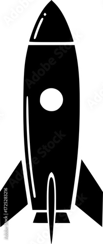 a black and white vector image of a rocket