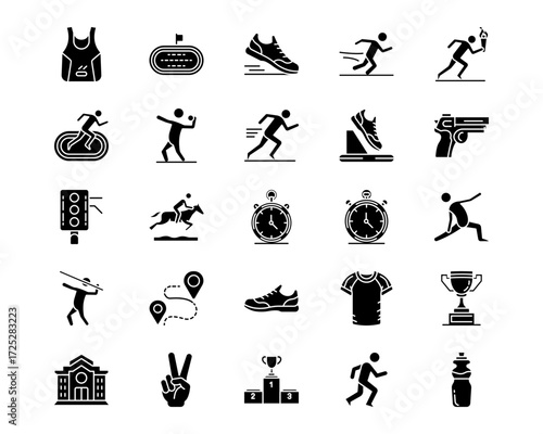 Track and Field Line Vector Icons