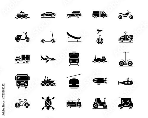 Transport Line Vector Icons