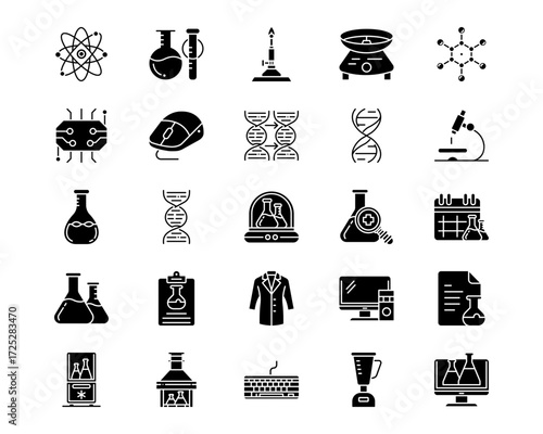 Virtual Lab Line Vector Icons