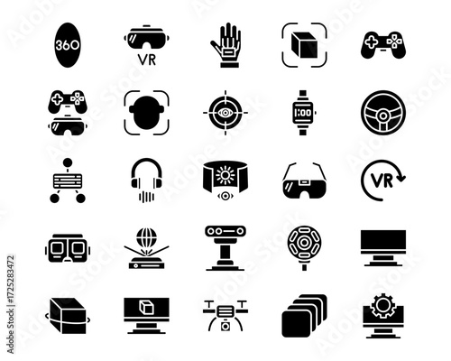 Virtual Reality Line Vector Icons