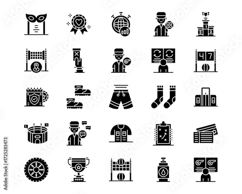 Volleyball Line Vector Icons