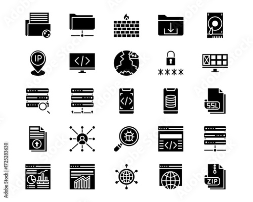 Web Hosting Line Vector Icons