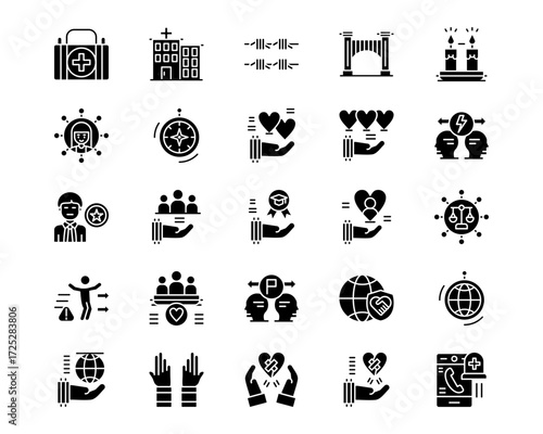 World Refugee Day Line Vector Icons