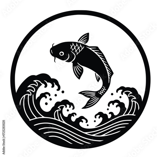 Koi fish tattoo on white background