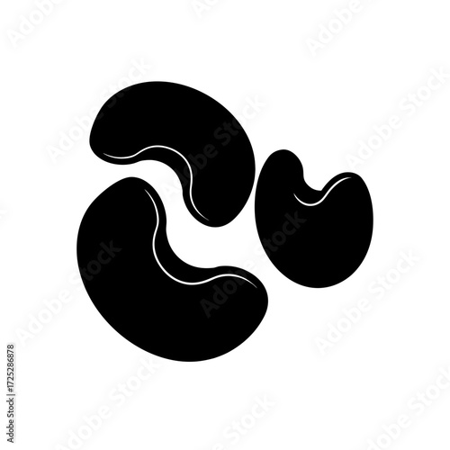 Vector art of three black kidney beans, a simple food illustration