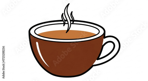 Illustration of a cup of coffee with steam hot beverage for breakfast or break time energy drink for refreshment