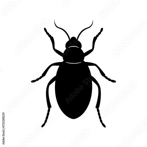 Vector art of silhouette of a black bedbug, top view