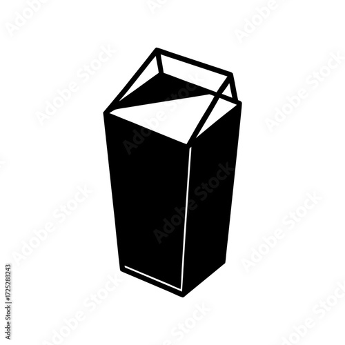 Vector art of a black and white illustration of a milk carton