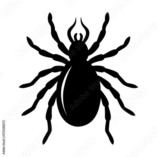Vector art of black silhouette of a spider with eight legs
