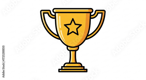 Illustration of a golden trophy, symbolizing achievement, success, and victory in a simple and elegant design