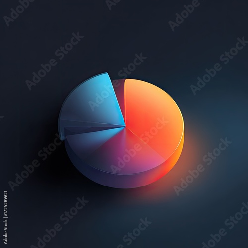 3D pie chart with separated blue segment against dark background showcasing data visualization