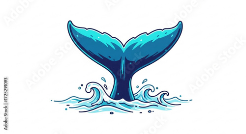 Whale tail diving into the ocean waves a vibrant illustration of marine life, perfect for oceanthemed designs and projects