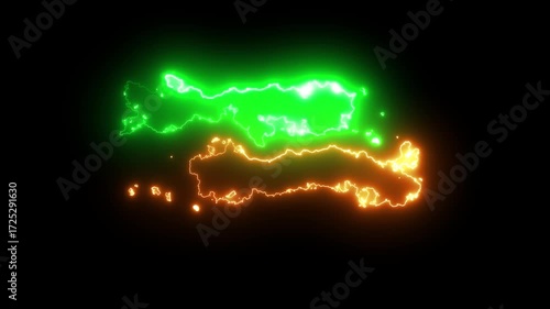 Wallpaper Mural A glowing digital artwork featuring two luminous cloud-like energy shapes on a dark background. The left formation shines in bright electric blue, while the right glows in neon pink Torontodigital.ca