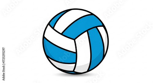 Illustration of a blue and white volleyball, perfect for sportsthemed designs, educational materials, or recreational content