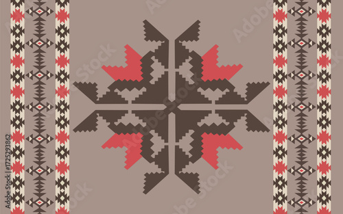 Navajo tribal vector seamless pattern. Native American ornament. Ethnic South Western decor style. Boho geometric ornament. Vector seamless pattern. Mexican blanket, rug. Woven carpet illustration