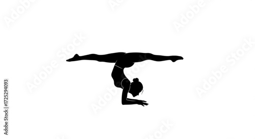 Silhouette of a woman performing a yoga scorpion pose, , showcasing balance, strength, and flexibility in fitness