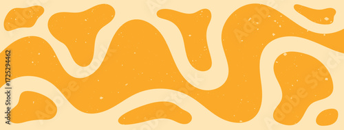 Zebra groovy color Y2K shapes. Wavy abstract hippie horizontal background.