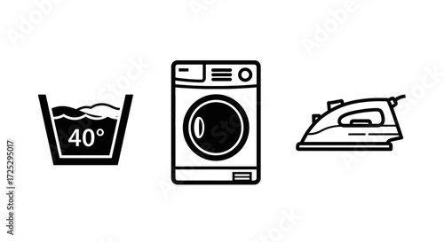 Clothing care symbols for laundry and ironing offer simple instructions for garment care and maintenance