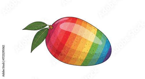 A vibrant rainbow mango, showcasing a colorful spectrum of hues, symbolizing diversity, health, and the sweetness of natures bounty