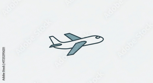 A simple airplane icon, representing air travel, transportation, and the aviation industry with a clean and minimalist design