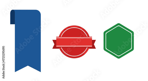 Vibrant blue bookmark, badge and label designs ready for your projects, promotions and branding needs